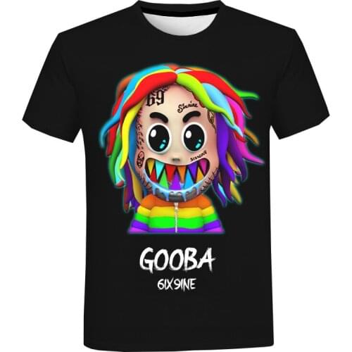 3D Printing Mens T-shirt Gooba 6ix9ine Mens Womens Fashion Casual Streetwear Short Sleeve Hip Hop T-shirt Kids Top