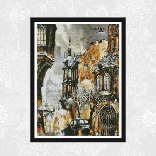 City Corner Count Cross Stitch kits Printed Canvas Stitches Embroidery Aida Fabric 14ct 11ct Handmade Accessories Needlework