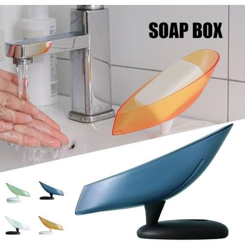 New Leaf Shape Soap Holder with Suction Cup Self Draining Perforation-Free Innovative soap Boxor for Shower Bathroom Soap Dishes
