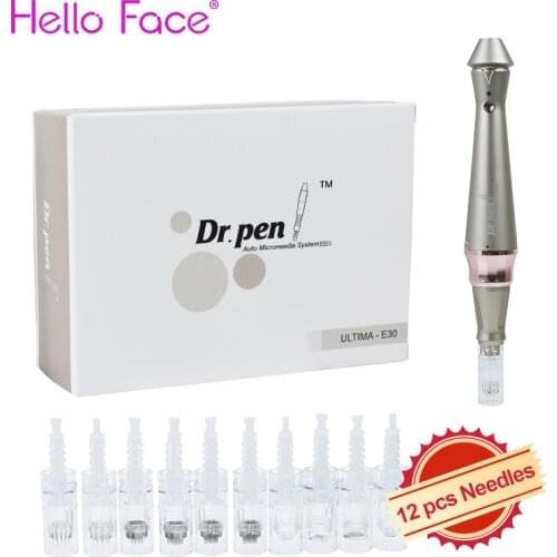 Original Dr.pen Ultima E30 Wired Derma Pen With 12 pcs Bayonet Needles Micro Needle Instrument 5 levels adjustment