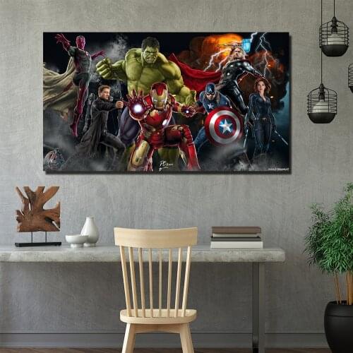 Marvel Avengers Movie Poster Captain America Hulk Iron Man Thor Wall Art Print Picture Canvas Painting Gift Room Decoration