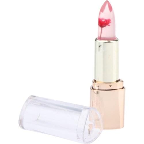Transparent Flower Jelly Lipstick Temperature Colors Changing Beauty
