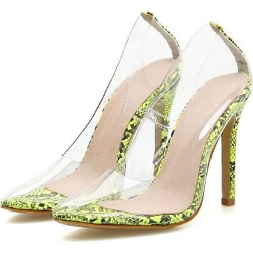 Clear PVC Transparent Pumps Sandals Perspex Heel Stilettos High Heels Point Toes Womens Party Shoes Nightclub Pump 35-42
