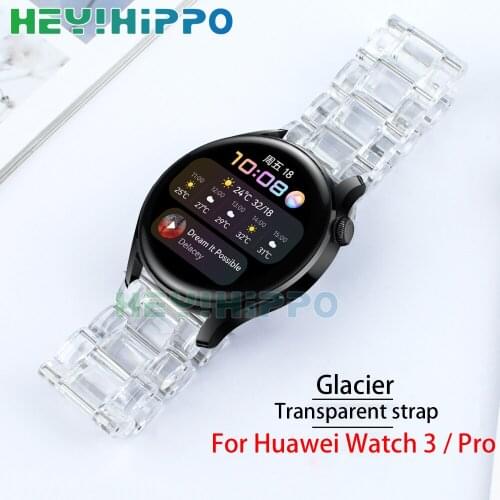 Transparent resin strap For Huawei Watch 3 46mm glacier Clear watch band for huawei watch3 Pro Replacement accessories belt