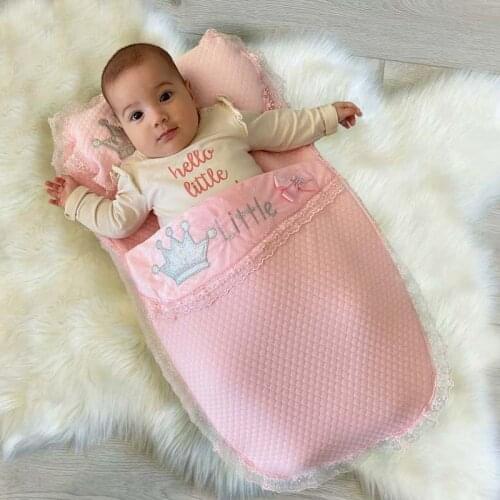 Pink baby girl swaddle queen model pillow bottom open infants stroller use cotton models