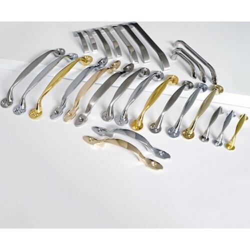 Chrome Zinc Alloy Furniture Handle Simple Gold Cabinet Door Handle Furniture Hardware Sand Silver Wardrobe Drawer Knob Handle