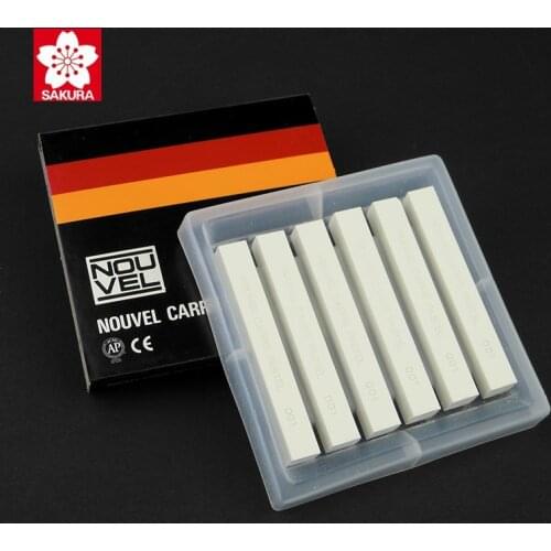 Sakura 6Pcs/Set Sketch Soft Pastel Sticks Hand-painted Design Color Challk Black White Hair Dyed Color Crayons Drawing Brush