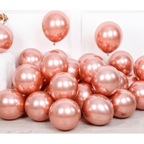 50/100pcs Chrome Rose Gold Balloon Flashing Metal Balloon Thicken Pearly Metal Wedding Decoration Metallic Balloons 10inch 1.8g