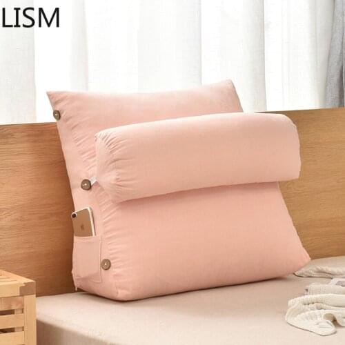 Nordic Cotton Dual Cushion Office Chair Bed Back Cushion Large Lumbar Support Office Comfort Cushion Triangle Backrest Solid