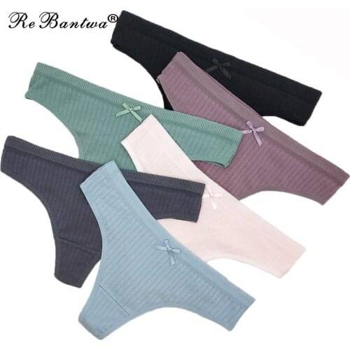 5 Pieces Ladies 2020 New Style Femme Stripe g-strings Lingerie Sexy G String Cotton Underwear Women Bikini Soft Sexy Panties