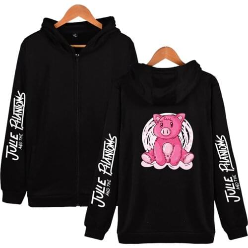 Funny Fashion Cartoon Pink Pig Kawaii Hoodie Hip Hop Men Women Zipper Hoodies Jackets Casual Long Sleeve Hooded Sweatshirts Tops