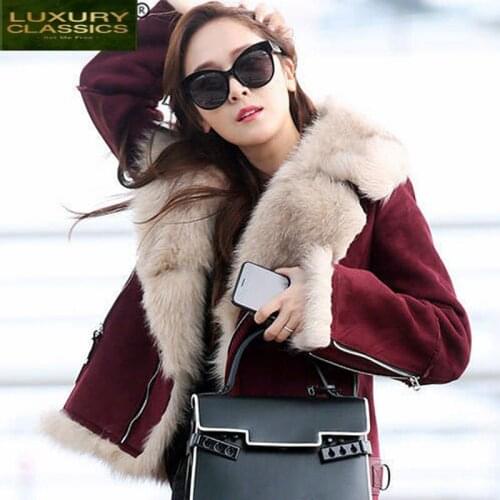Real Winter Female Jacket Faux Fur Coat Women Clothes 2021 Korean Fashion Thick Faux Leather Jackets + Fur Collar 20090