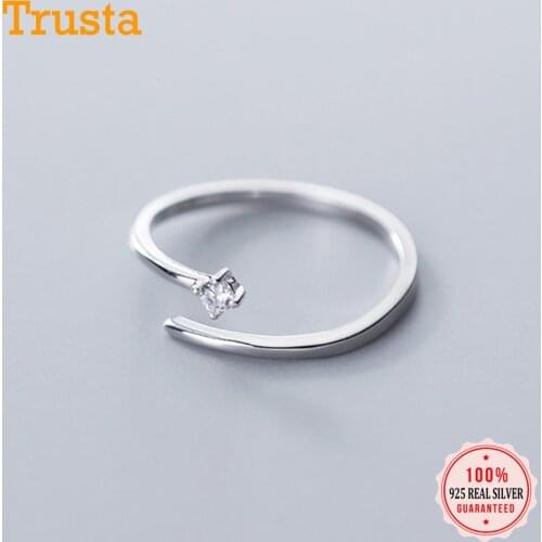 Trustdavis Authentic 925 Sterling Silver Fashion Line CZ Opening Finger Ring For Women Wedding Party S925 Ring Jewelry DA1054
