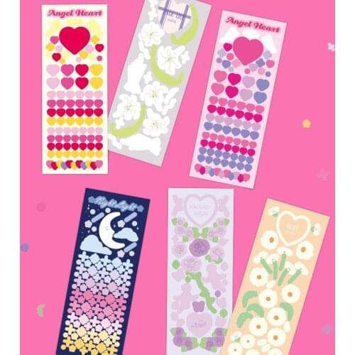 1pcs Colorful Stationery Stickers Kawaii Love Heart Daisy DIY Scrapbooking Ablum Diary Decorative Stickers Waterproof