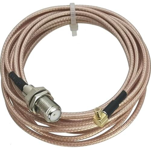1Pcs RG316 F TV Female Jack Nut Bulkhead to MCX male plug Right angle RF Coaxial Jumper pigtail Cable 4inch~10M