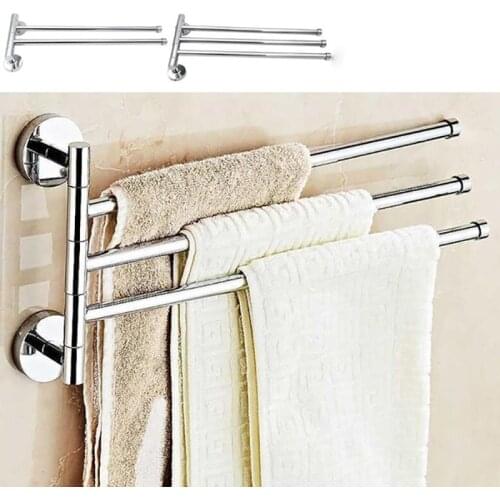 Stainless Steel 360 Degree Rotating Towel Rack Anti-rust Rail Hanger Wall Mounted Towel Holder 2/4 Swivel Bars Bathroom Supply