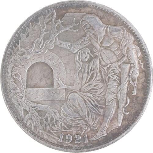 1921 US Hobo Coin Man And Woman Commemorative Coin Brass Silver Plated Crafts Home Decoration Gifts Collect Coins 1Pcs