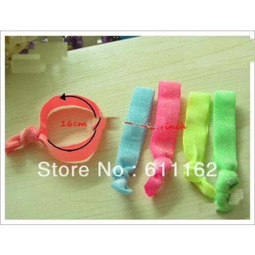 300pcs 0.8inch Iridescent Hair Tie Glitter Hair Elactic Tie Headband Girl Kids Hair Accessories Fold Over Hair Tie