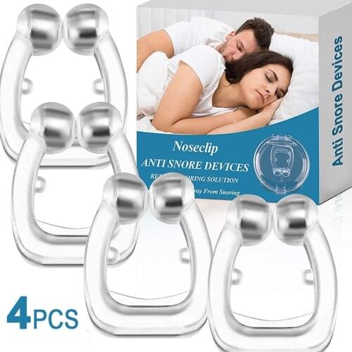 4PCS/Box Silicone Magnet Anti Snore Stop Snoring Nose Clip Sleep Tray Sleeping Aid Apnea Guard Night Device Health Care Product