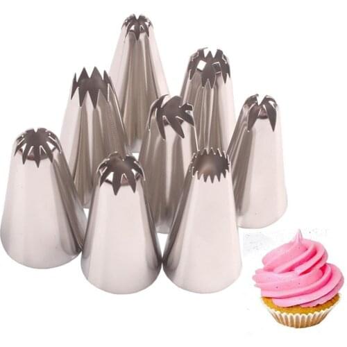 8 pcs/set Large Size Cake Nozzle Kitchen Accessories Cream Icing Piping Fondant Rose Nozzles Fondant Sugarcraft Decorating Tools