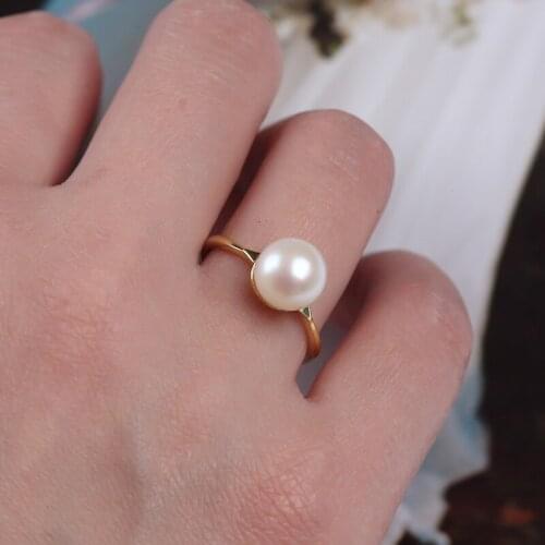925 Sterling Silver Adjustable Natural Freshwater Pearl Luxury Rings Jewelry Women