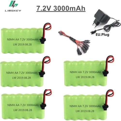 7.2v 3000mAh Ni-NH Battery And Charger For Rc toys Car Tanks Robots Gun 3000mah AA 7.2v Rechargeable Battery Pack For Rc Boats