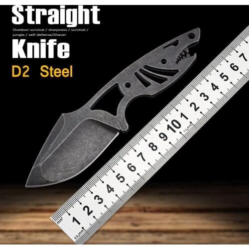 D2 steel blade self-defense straight knife outdoor hunting knife camping survival fruit knife fixed knife tool knife edc