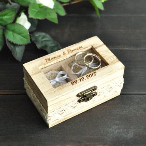 Personalized wedding ring box Rustic wooden ring box Wedding ring holder Double ring box