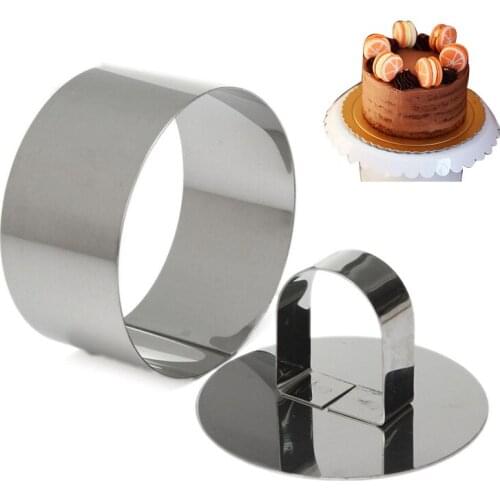 DIY Fondant Mousse Cake Mold Stainless Steel Decorating Tools Round Silver Ring Slicer Cutter Hand Push Baking Cooking Tool