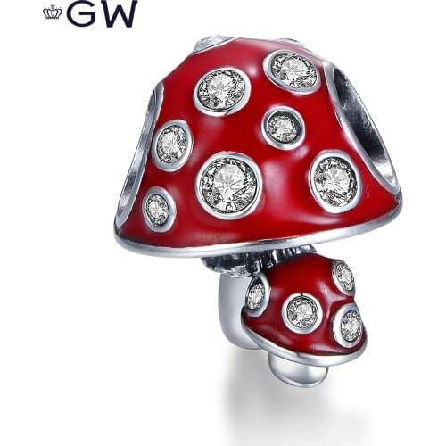 Bracelet Enamel Mushroom Charm Pave Austrian Crystal Bead For DIY Bracelet Making Gw Fashion Jewelry