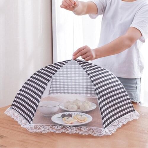 Umbrella Style Food Cover Anti Fly Mosquito Meal Covers Lace Grid Table Meal Lid Foldable Pop-Up Mesh Screen Kitchen Gadgets