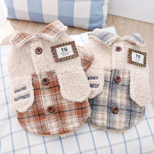 Jacket Pet Dog Clothes Coat Fashion Clothing Dogs Plaid Small Costume Warm Cute Thermal Letter Chihuahua Winter Boy Mascotas