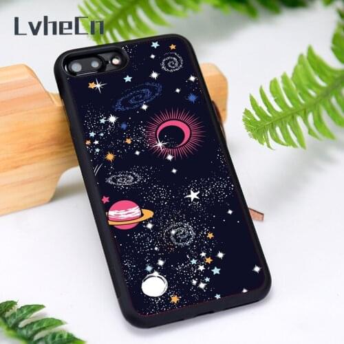 LvheCn Silicone Rubber Phone Case Cover for iPhone 6 6S 7 8 Plus X XS XR 11 12 Mini Pro Max Planet