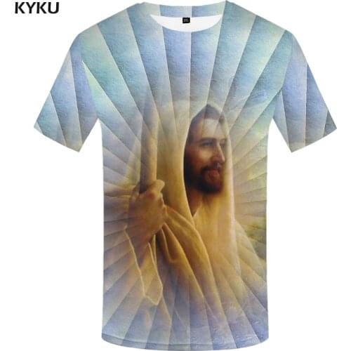 KYKU Brand Jesus T shirt Men Christian Anime Clothes Pax Christi Tshirt Printed Abstract Funny T shirts Art Shirt Print