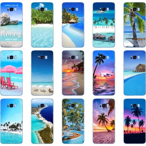 75D summer Beach Scene at Sunset on sea Palm Soft Silicone Cover Case for Samsung Galaxy S6 S7 edge S8 S9 S10 plus A70 A50 case