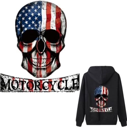Flags Patches Skull Stickers on Clothes Iron-on Transfers for Clothing Thermoadhesive Patch Diy Letter Applique for Jeans Punk