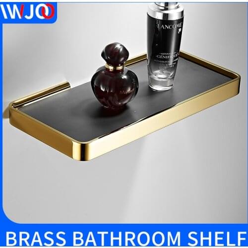Bathroom shelf rack Wall-mounted Solid Brass Black Gold Mobile phone shelf Storage Cosmetic rack bathroom shelf organizer