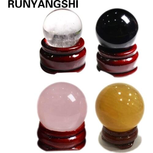 Natural clear Quartz Crystal Sphere Balls Black Obsidian Sphere crystal ball Home Decoration 4 Colors Drop Shipping