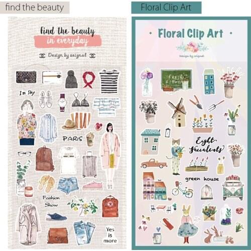 Original Diary Decoration Travel Journal Stickers Art Life Series Washi Paper Sticker for Mobile Phone Photo Album Fridge Decor