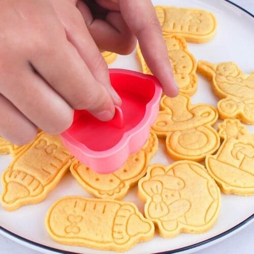 Cookie Cutter Plastic Push-type Household Baking Mold Baby Theme Plastic Cutter N0PA