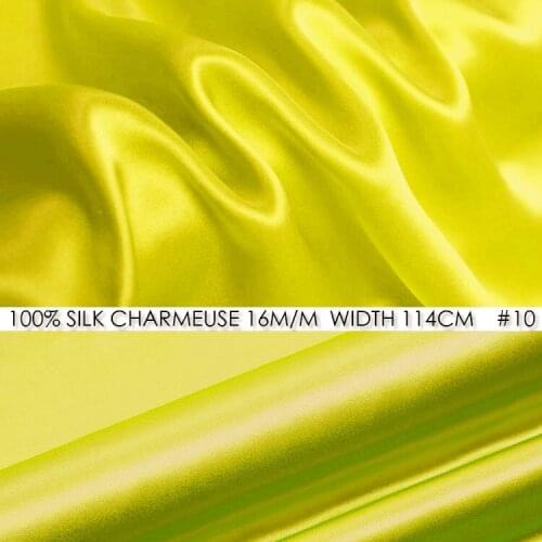 SILK CHARMEUSE SATIN Fabric 114cm width 16momme/100% Pure Silk Fabric High Quality Fabrics Free Shipping Bright Yellow NO10
