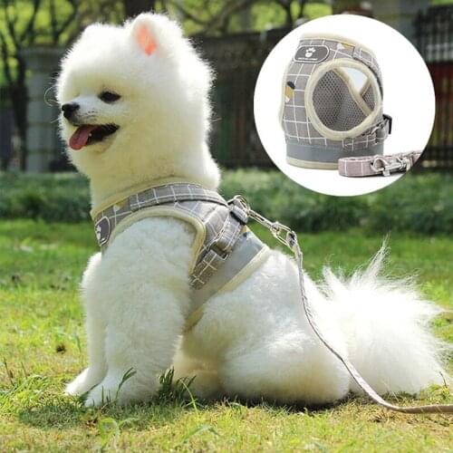 Xs-L Dog Harness for Chihuahua Pug Small Medium Dogs Nylon Mesh Puppy Cat Harnesses Vest Reflective Walking Lead Leash