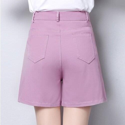 Shorts Women Purple Shorts Womens Summer Loose 2021 Spring High Waist A- Line Casual Ropa Mujer