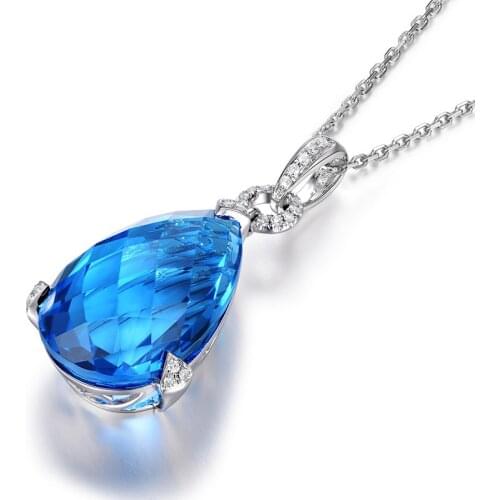 Sterling Silver 925 Genuine Natural Blue Light Women Pendant Love Crystal Fashion Rare Stone Necklace Pendant Jewelry AAAAA