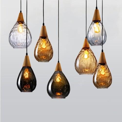 Lustre Vintage Glass Pendant Light Loft lampen Retro Pendant Lamp Coffee Droplight Dinning room HangLamp Suspension Luminaire