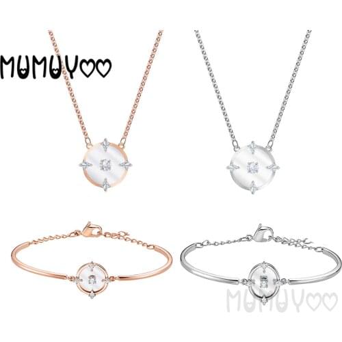 SWA High-quality Fashionable Jewelry Charm NORTH Simple Line Elegant Subtle Fashion All-match Female Necklace Jewelry