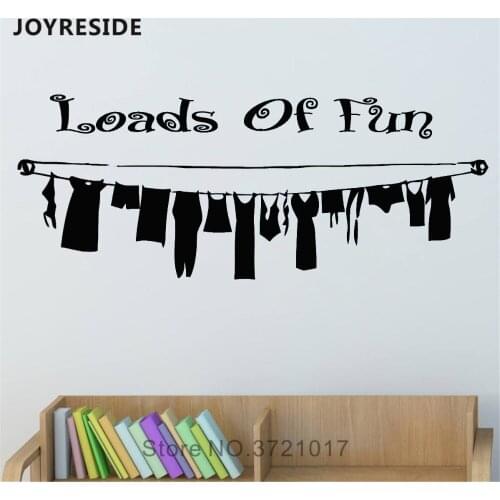JOYRESIDE Loads Of Fun Quotes Wall Decal Clothes Wall Sticker Art Vinyl Decor Home Laundry Room Decor Interior Design A1056