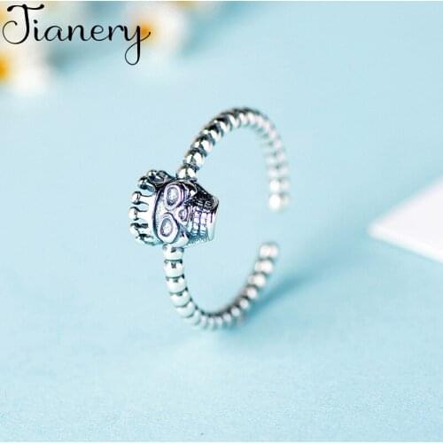 Personality Gothic Vintage Skull Rings For Women Bridal Wedding Engagement Punk Resizable Antique Rings Rock Jewelry