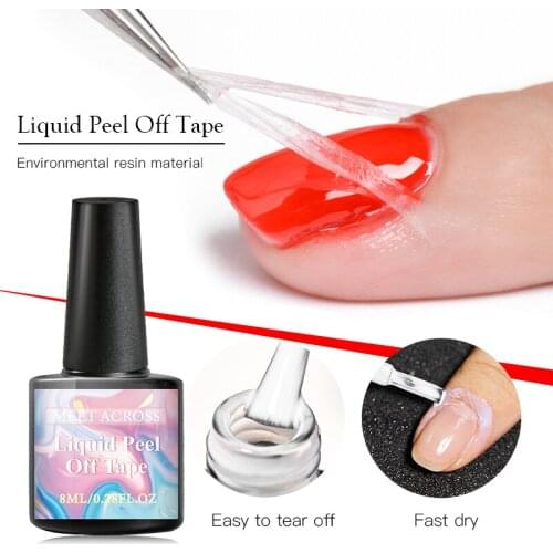 MEET ACROSS 8ml Nail Polish Liquid Peel Off Tape Protect Glue Varnish Anti-spill Latex Fast Dry Skin Care Nail Art Protector