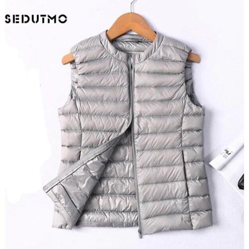 SEDUTMO Winter Ultra Light Womens Down Jackets Plus Size 3XL Vest Duck Down Doat Short Puffer Jacket O-neck Waistcoat ED036